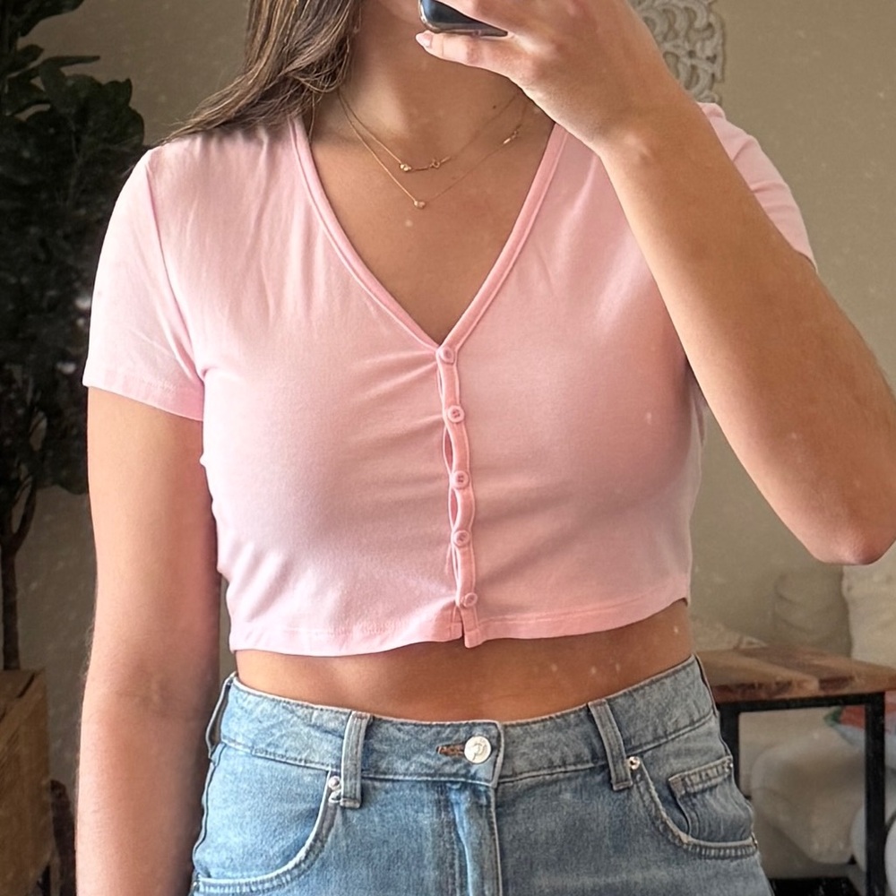 Pink Cropped Cardigan - Picture 4 of 5
